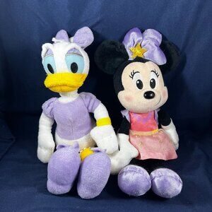 Disney Minnie Mouse & Daisy Duck Plush Toys 10" Each Purple & Pink Outfits Stuff